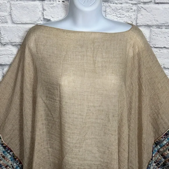 Raj Women's Tan Embroidered Poncho One Size - Picture 5 of 12
